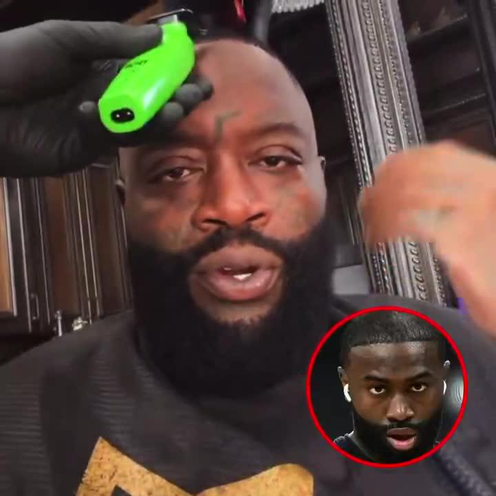 [Rick Ross] “Jaylen Brown, it’s time to end the madness. Whoever your barber is, tell him to stop. Chill with the hair follicles… that’s your third victim this week.”