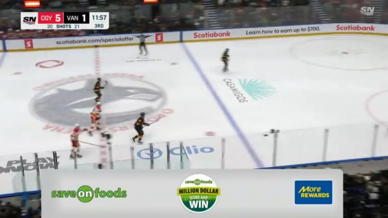 Right after a shorthanded goal against Canucks. Hughes gets fed up, and does it himself with a solodash to the net.