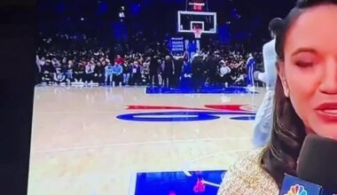 VIDEO: Sixers mascot Franklin avoids Jaylen Brown like the plague to prevent a hair mark being left on him!