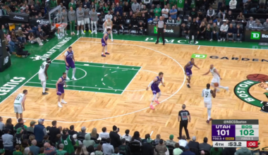 Keyonte George slips into a slide tackle guarding Jaylen Brown. No call.