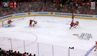 Dustin Wolf whiffs on the puck and Connor Bedard pokes it in for his 11th goal of the season