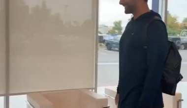 Jimmy G walks by giant Aaron Donald bobblehead