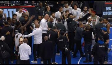 Isaiah Stewart tells magic players he will meet them out back after game.
