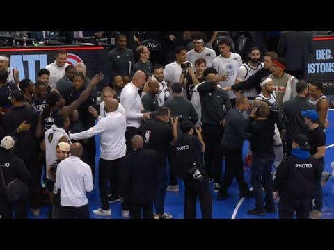 Isaiah Stewart tells magic players he will meet them out back after game.