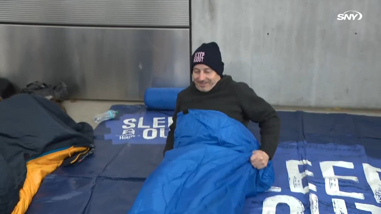(SNY) Brian Cashman gets into his sleeping bag for the Covenant House Sleep Out

"You know this is a meme about Brian Cashman is asleep on the job, not doing his job, seen that all over social media"
