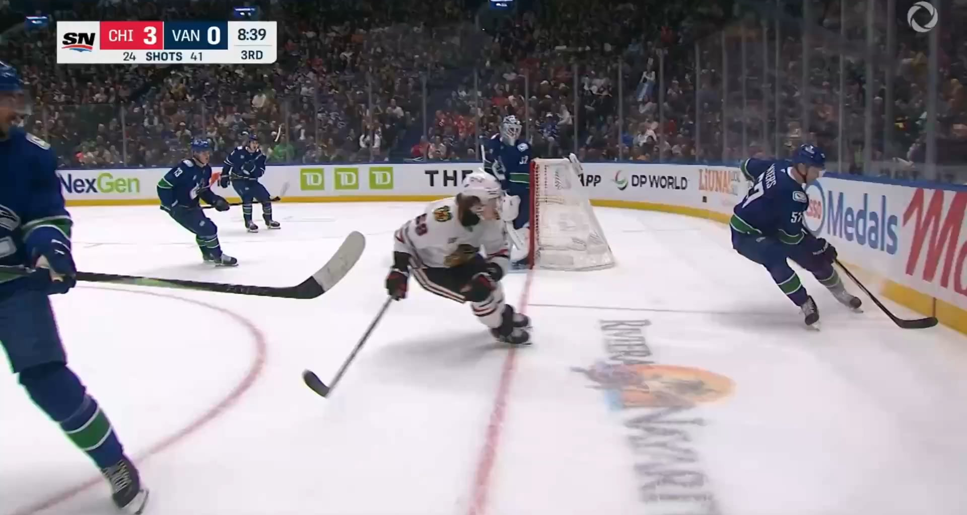 Tyler Bertuzzi scores the goal for the hat-trick