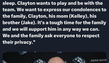 [Utah Mammoth PR] Statement from Mammoth HC André Tourigny: “With a heavy heart, we had tough news as a family yesterday. Clayton Keller’s dad passed away unexpectedly in his sleep. Clayton wants to play and be with the team. We want to express our condolences to his family”
