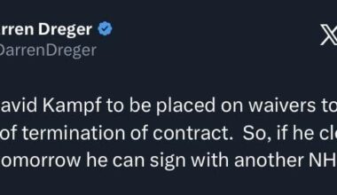 [Dreger] Expect David Kampf to be placed on waivers today for purpose of termination of contract. So, if he clears waivers tomorrow he can sign with another NHL club.