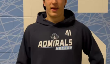 The Admirals' Swedes (and Oasiz) with the team good luck in Stockholm