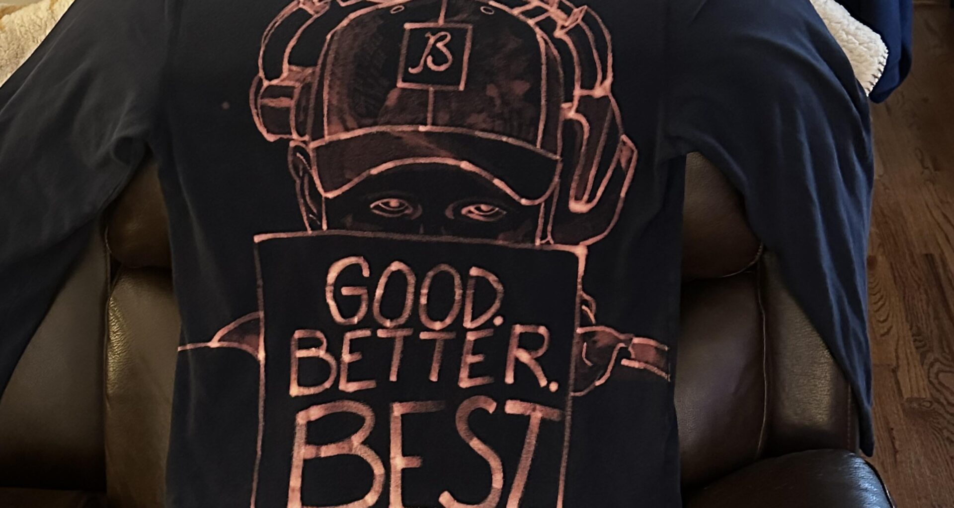 My daughter made me a hoodie to wear to Sunday’s game. She drew the design w/ bleach. If you’re going to the game too and see me, say howdy!