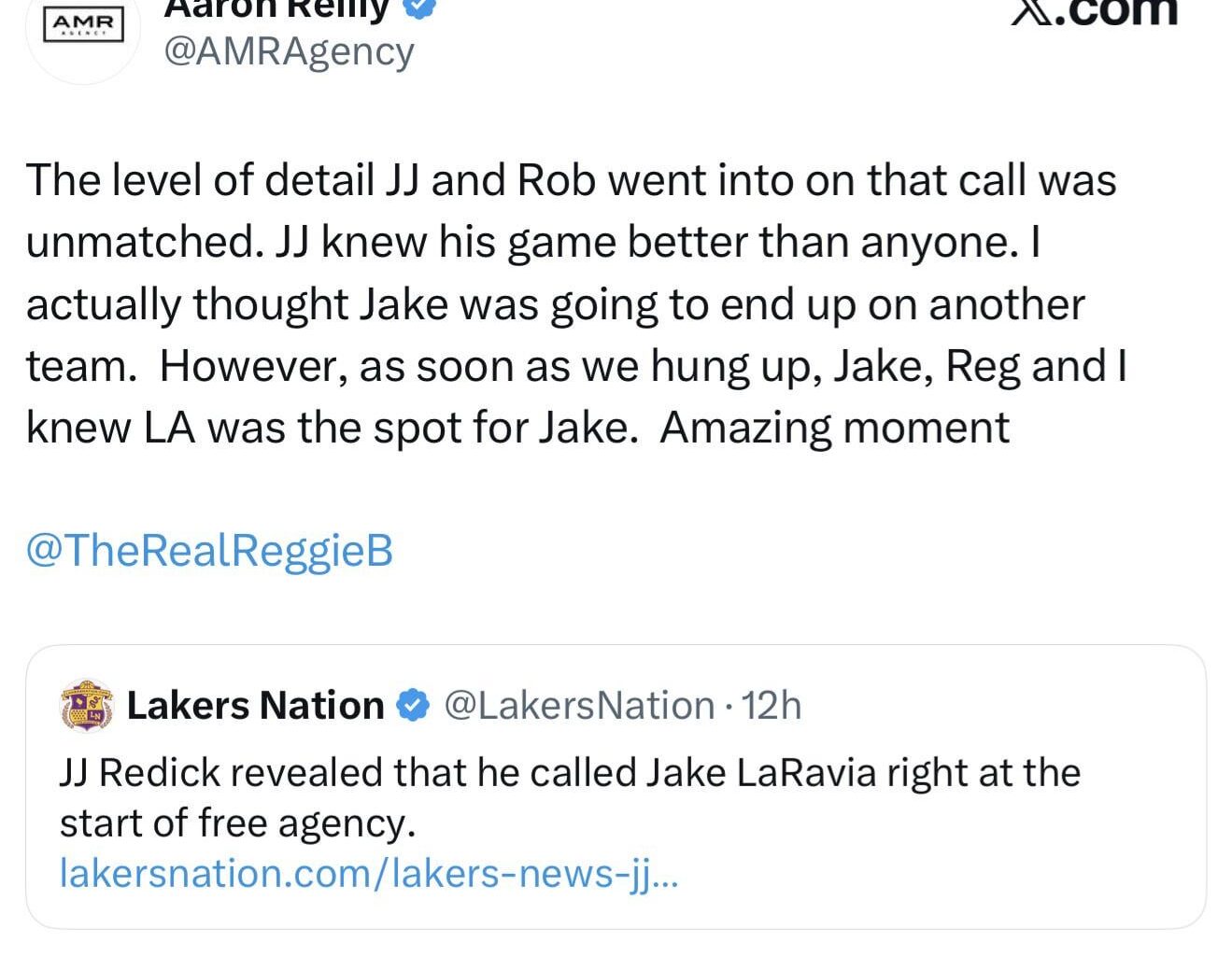 Jake's (& Austin's) agent comments on the call from JJ at the beginning of free agency