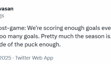 [Srinivasan] Craig Berube, post-game: We're scoring enough goals every game, but we're letting in too many goals. Pretty much the season is, we don't value the defensive side of the puck enough.