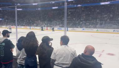 Rink side view of Coyle’s shootout winner.