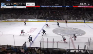 Spencer Martin gets bowled over and a scrum ensues. Connor Mackey gets a fighting major. The Wolf Pack go on to win the game.