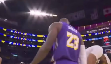 LeBron messing with AD during tip off