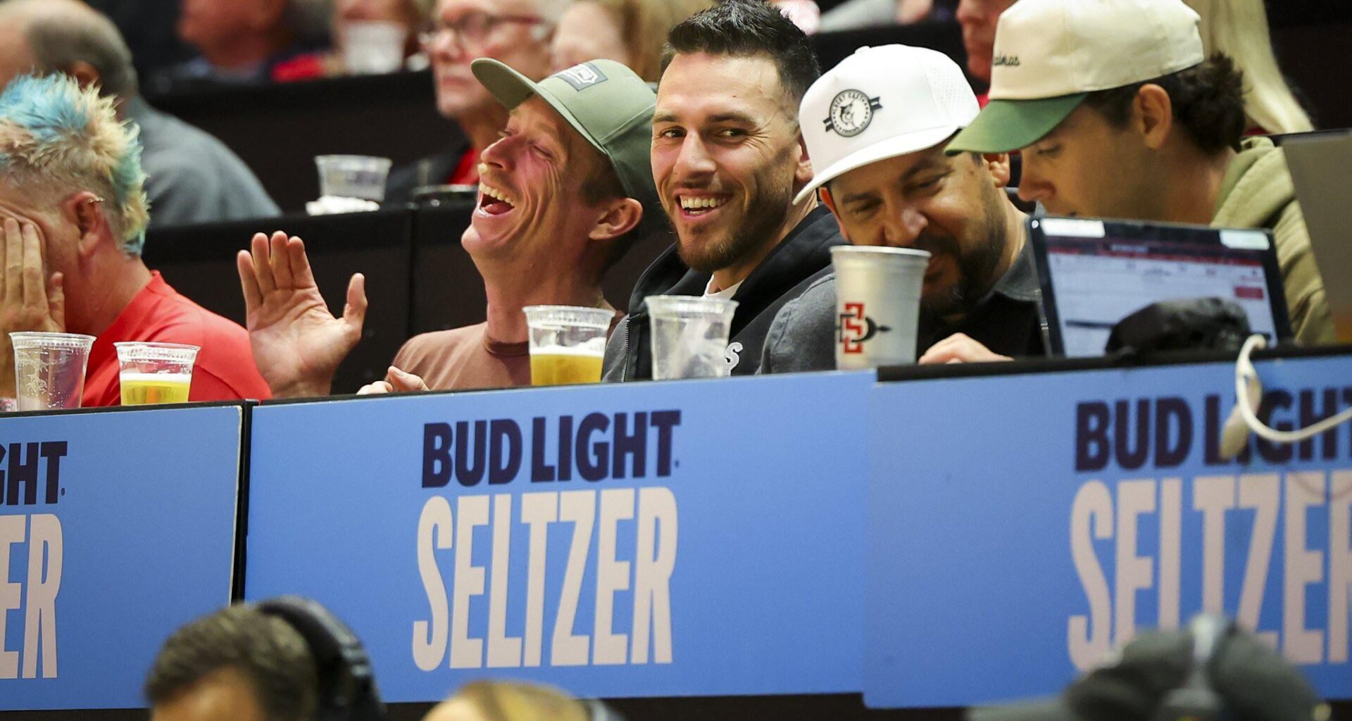 Joe Musgrove and Tim Hill spotted at a SDSU basketball game yesterday