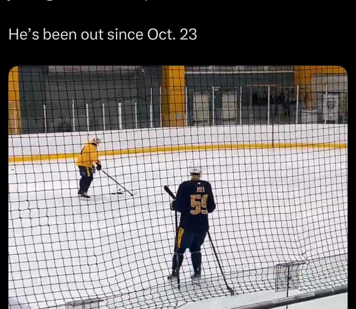 Oh blessed day. The Captain back on the ice for practice