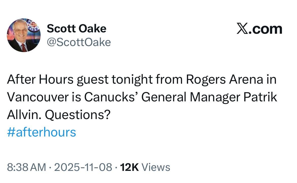 GM Patrik Allvin will be on After Hours tonight.