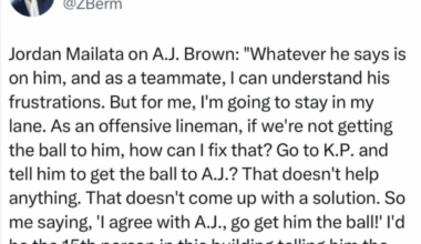 Jordan Mailata pretty much let's the cat out of the bag.  Everyone is telling KP to get AJ more involved.