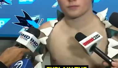 Celebrini explains new shirtless tradition