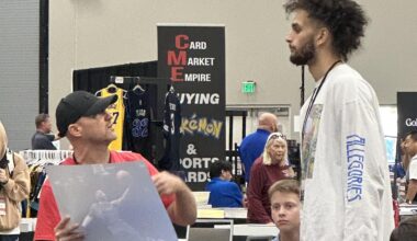 Dereck Lively shopping for trading cards at the Dallas Card Show