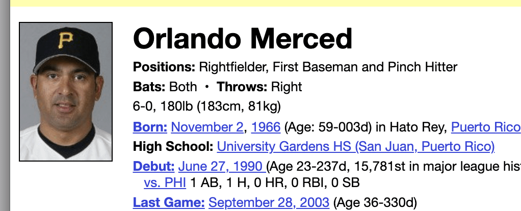 Pirates Trivia: Orlando Merced just turned 59. Only 1 of his former teammates (at any level) is still playing baseball. Who is it??