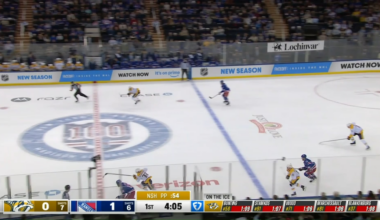 Matthew Wood bats the puck in on the power play