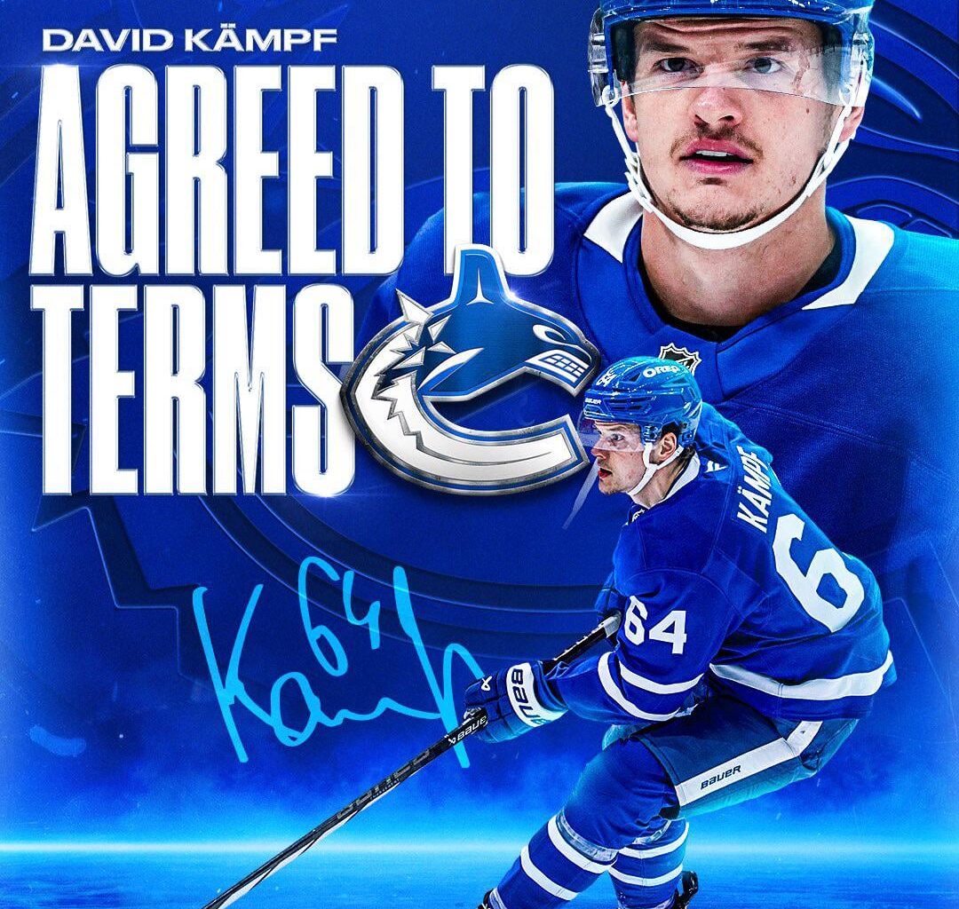 General Manager Patrik Allvin announced today that the #Canucks  have agreed to terms with forward David Kämpf on a one year, $1.1 million contract. [@Canucks on X]