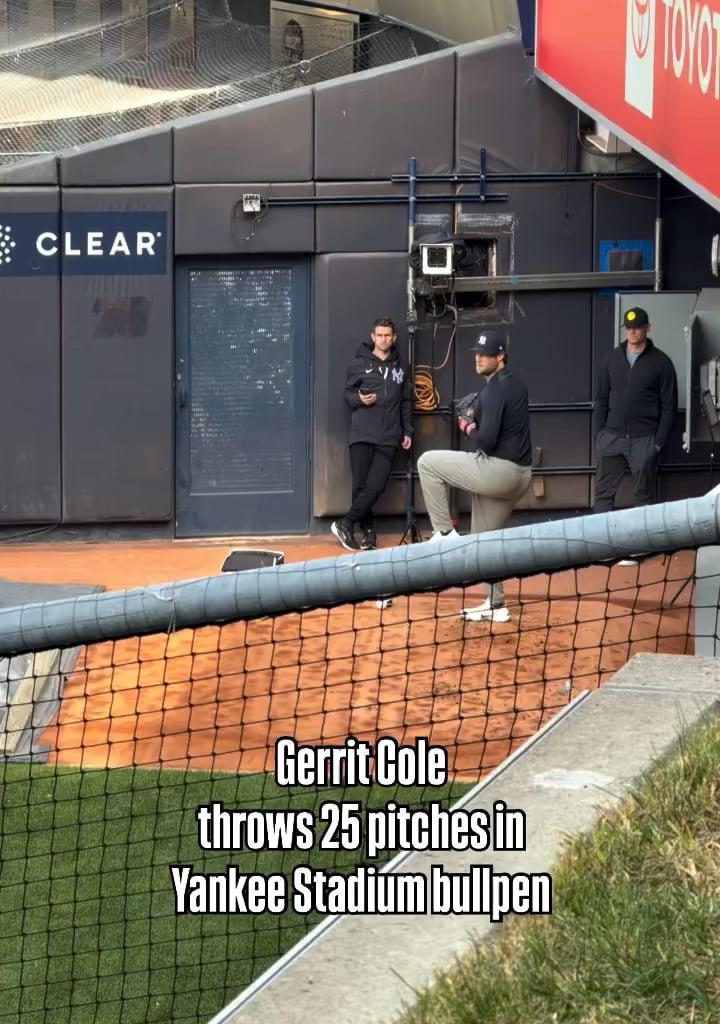 The Yankees continue Gerrit Cole’s ramp up, as the right handler completed a 25-pitch bullpen.