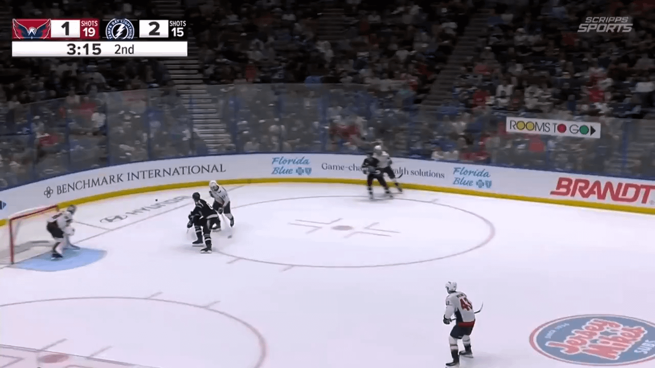 Wilson bodies Hagel into his own goalie Thompson. Fucking Crapitals trying to take out their star goalie twice in one year is making me fucking sick!