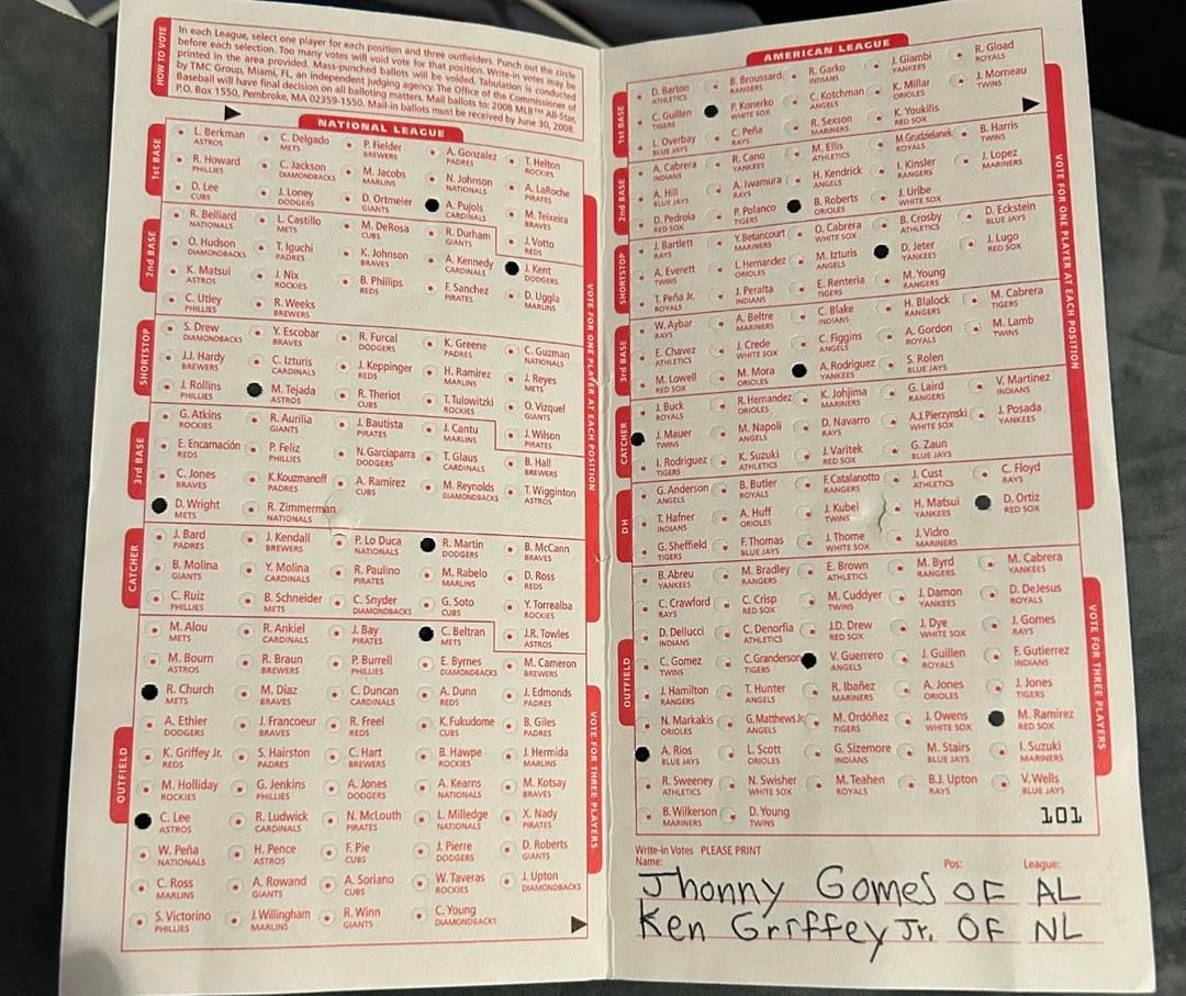 Found my unmailed 2008 ASG ballot from 3rd grade.