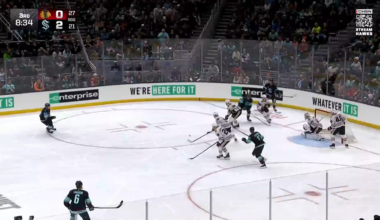 Connor Bedard feeds the puck to Andre Burakovsky alone in front of the net and he scores in the 3rd straight game