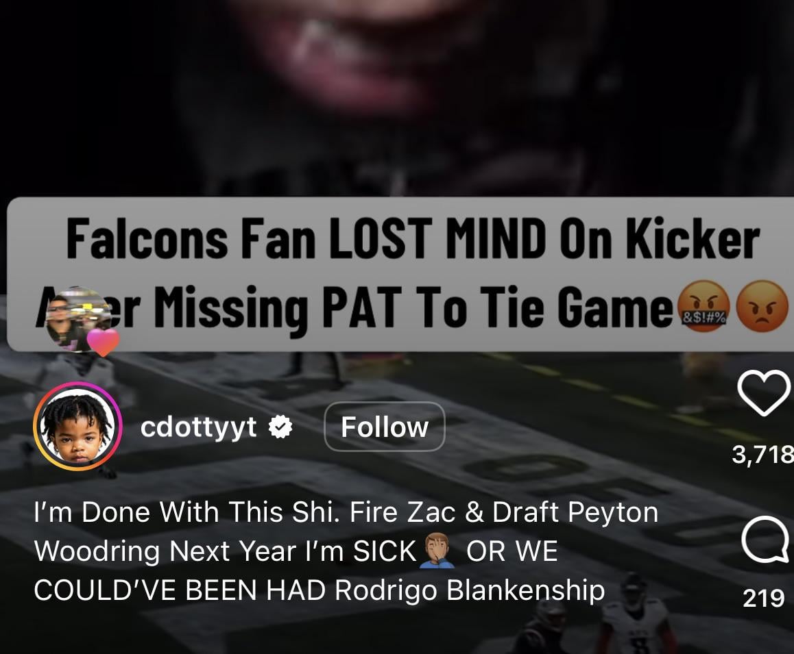 Tyler Allgeier liked a reel about firing Zac Robinson 😭