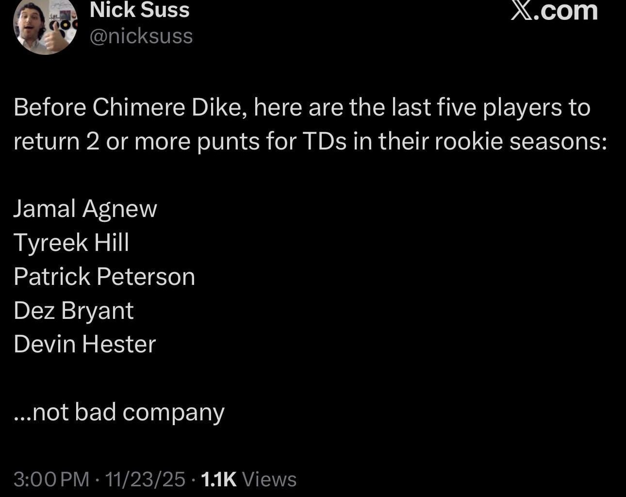 Chimere Dike has just joined a list with some seriously insane company