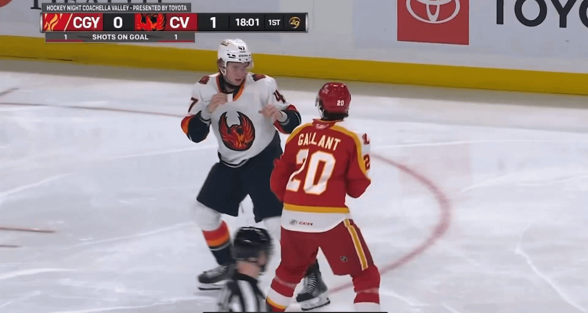 Kaden Hammel brings down the hammer 2 minutes into today’s game against Calgary Wranglers!