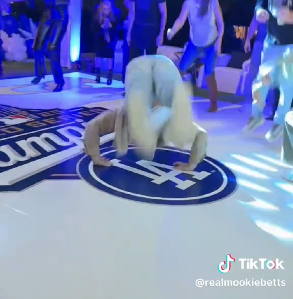 Freddie Freeman does the worm at the Dodgers parade after-party