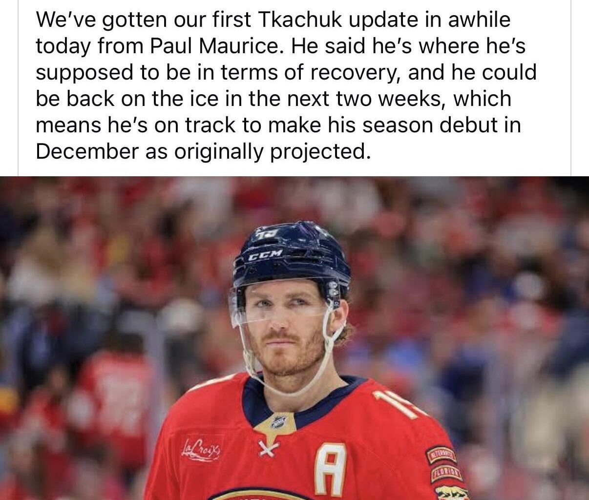 Tkachuck update. It’s been a bit