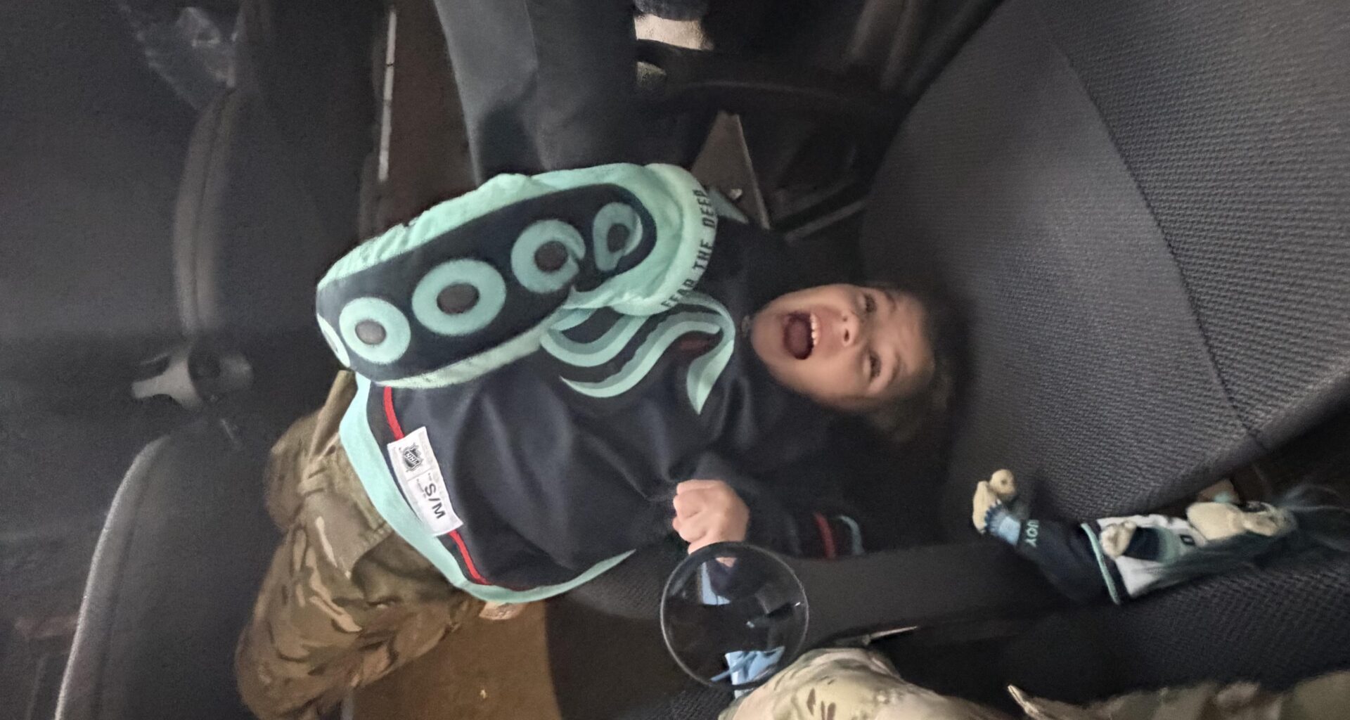 My daughter’s reaction to us losing the shoot out against the Blue Jackets