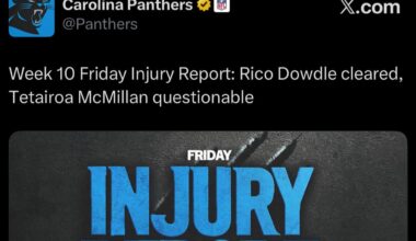 [Panthers] Rico good to go, TMac questionable for Sunday