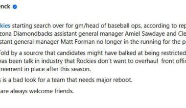 Renck: Told by a source that candidates might have balked at being restricted in personnel moves. There has been talk in industry that Rockies don't want to overhaul front office until there is a new labor agreement in place