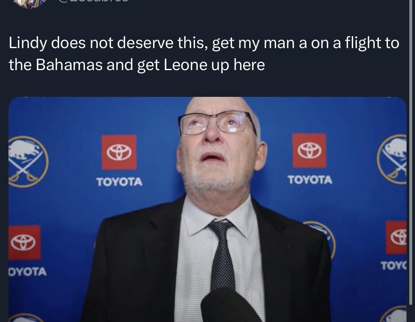 Yeah, hoping Ruff and the Sabres “mutually” part ways here. Give Leone the reins for the rest of the season and see how he does.