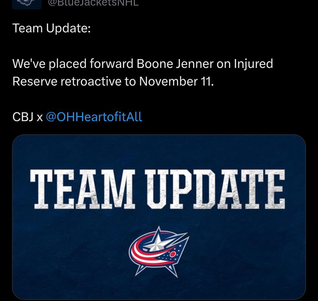 Boone Jenner to IR