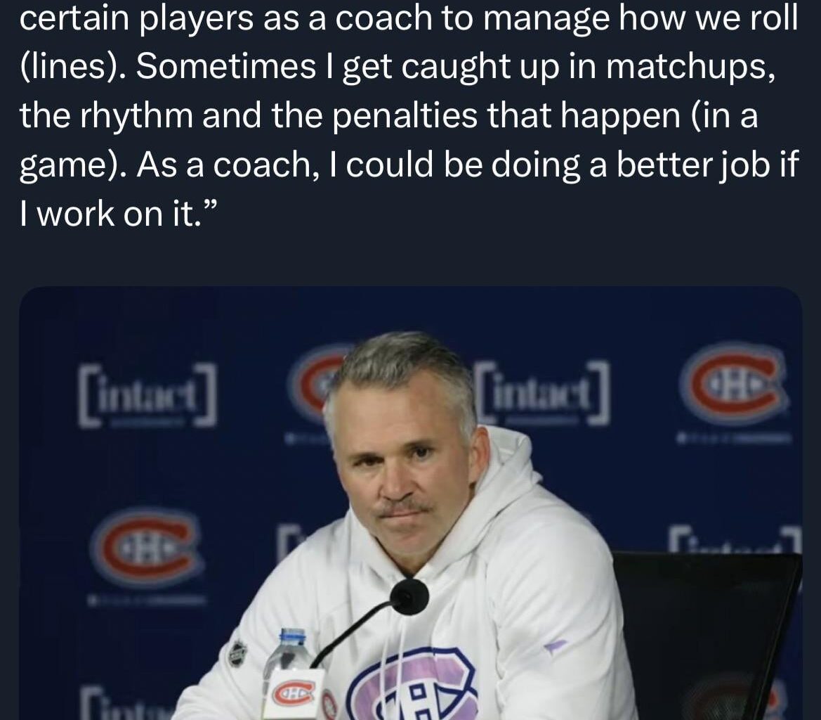 MSL today: “I could be doing a better job of managing ice time. This is the first time I’ve coached a team with this much depth…”