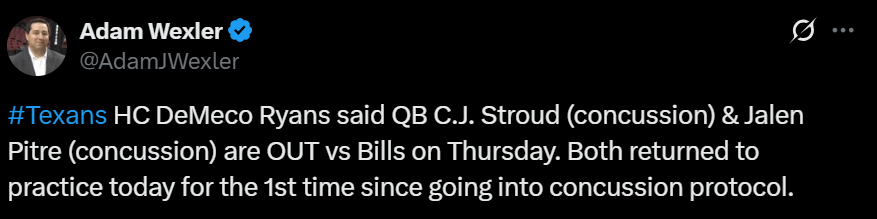 DeMeco officially rules out CJ Stroud and Jalen Pitre for Thursday's game