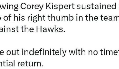 Noooooooooooooo. Kispert fractured his thumb.