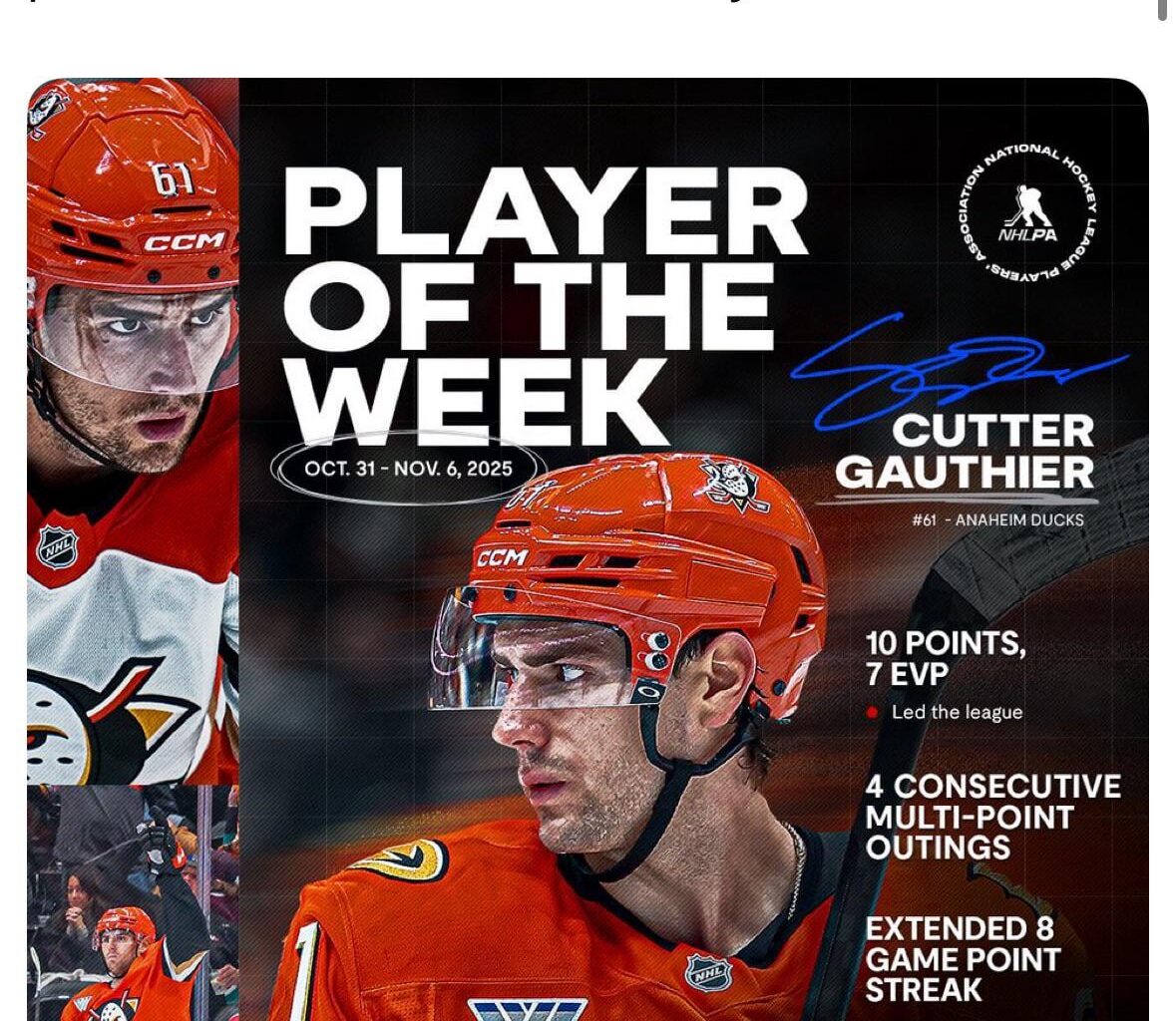 Cutter named NHLPA player of the week