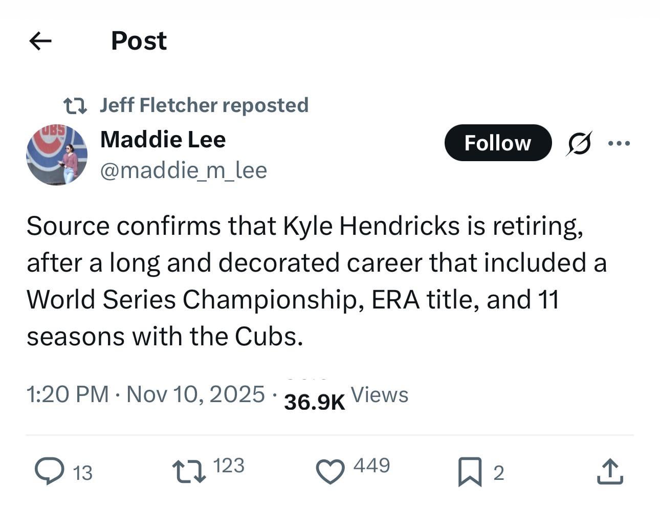 Hendricks officially retiring