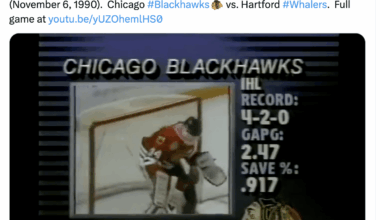 [SabresClassics] Here is Dominik Hasek's very first NHL game from 35 years ago today (November 6, 1990). Chicago Blackhawks vs. Hartford Whalers. Full game at: