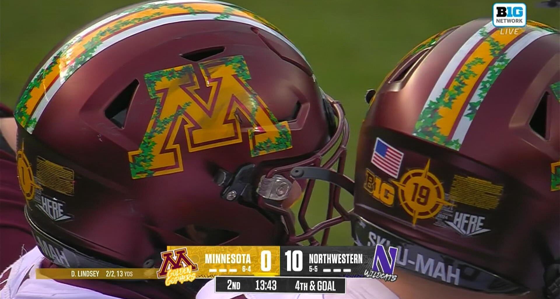 The University of Minnesota football team has ivy on their helmets. They’re playing Northwestern at Wrigley Field today