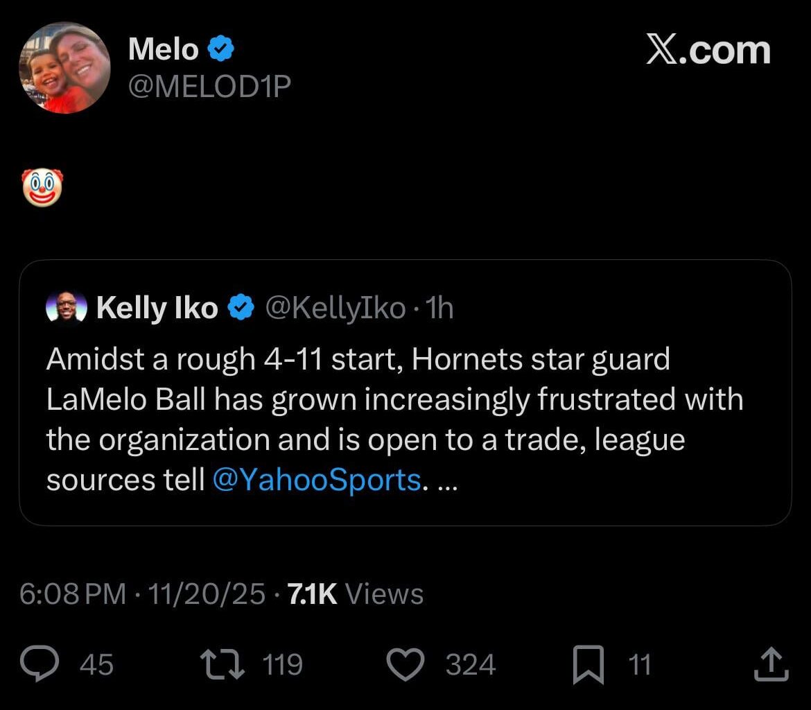 Lamelo responds to the report that he is frustrated in Charlotte and open to a trade: